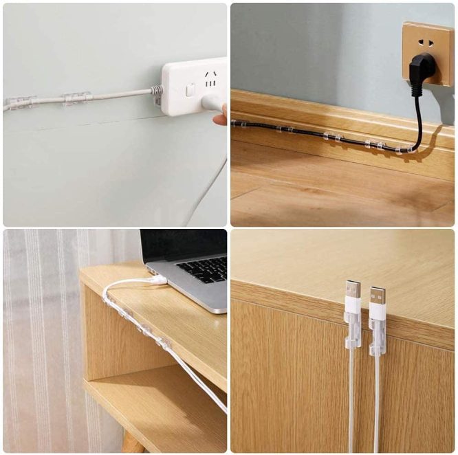 Office and Home Transparent Color Self-Adhesive Cable Clips